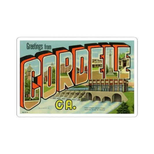 Greetings from Cordele GA (Greeting Postcards) STICKER Vinyl Kiss-Cut Decal 2 Inch White - The Sticker Space
