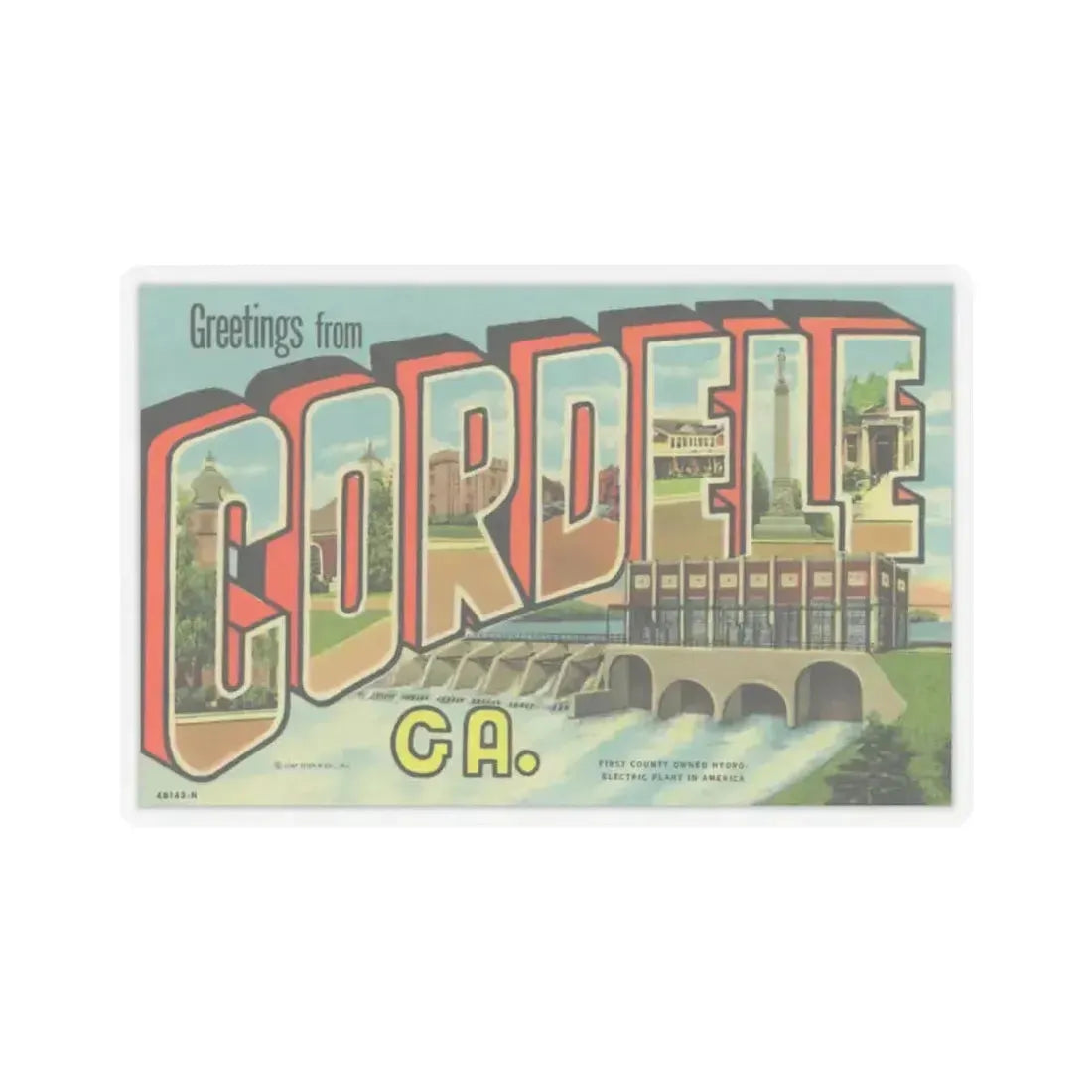 Greetings from Cordele GA (Greeting Postcards) STICKER Vinyl Kiss-Cut Decal 6 Inch Transparent - The Sticker Space