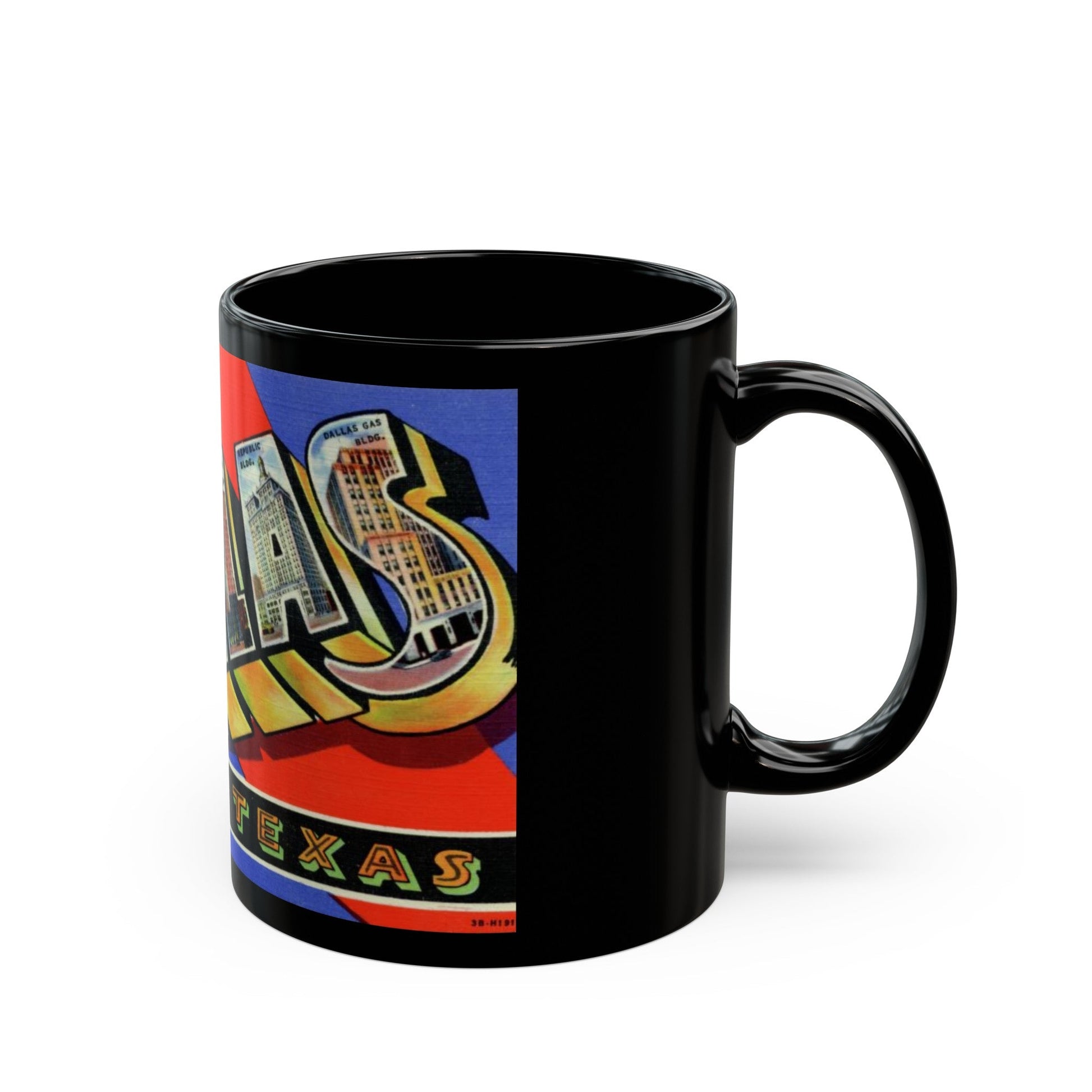 Greetings from Dallas Texas (Greeting Postcards) Black Coffee Mug-The Sticker Space