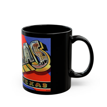 Greetings from Dallas Texas (Greeting Postcards) Black Coffee Mug-The Sticker Space