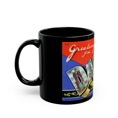 Greetings from Dallas Texas (Greeting Postcards) Black Coffee Mug-The Sticker Space