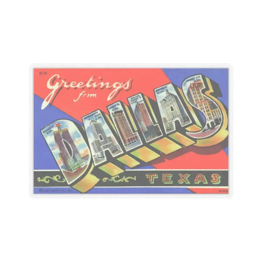 Greetings from Dallas Texas (Greeting Postcards) STICKER Vinyl Kiss-Cut Decal 6 Inch Transparent - The Sticker Space