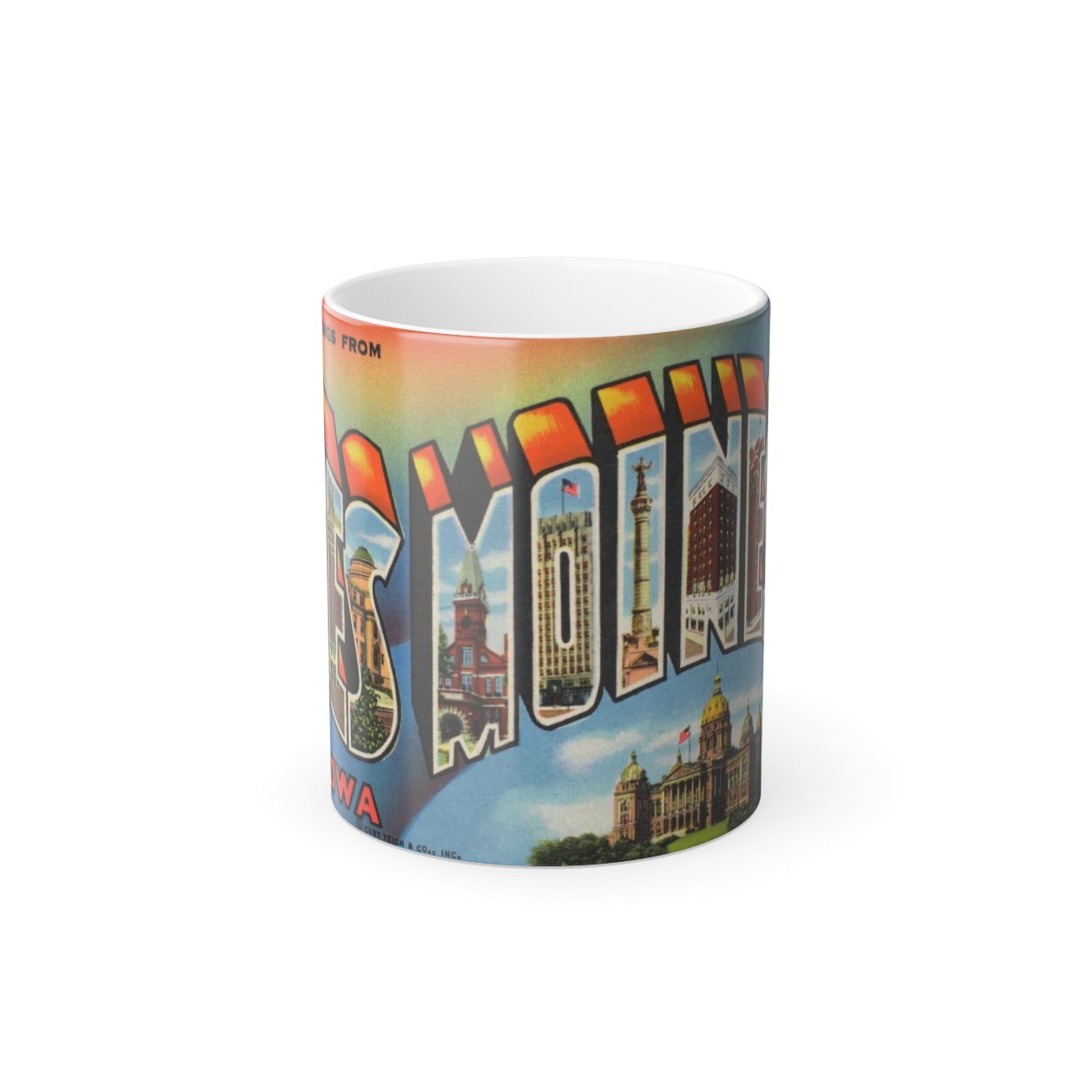 Greetings from Des Moines (Greeting Postcards) Color Changing Mug 11oz-11oz-The Sticker Space