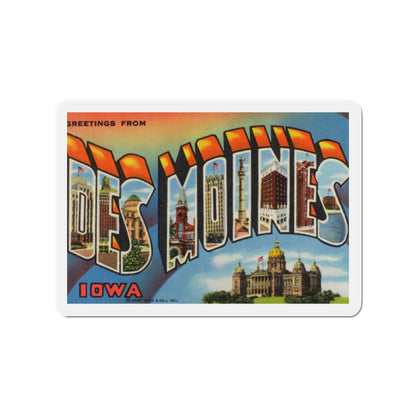 Greetings from Des Moines (Greeting Postcards) Die-Cut Magnet-2" x 2"-The Sticker Space