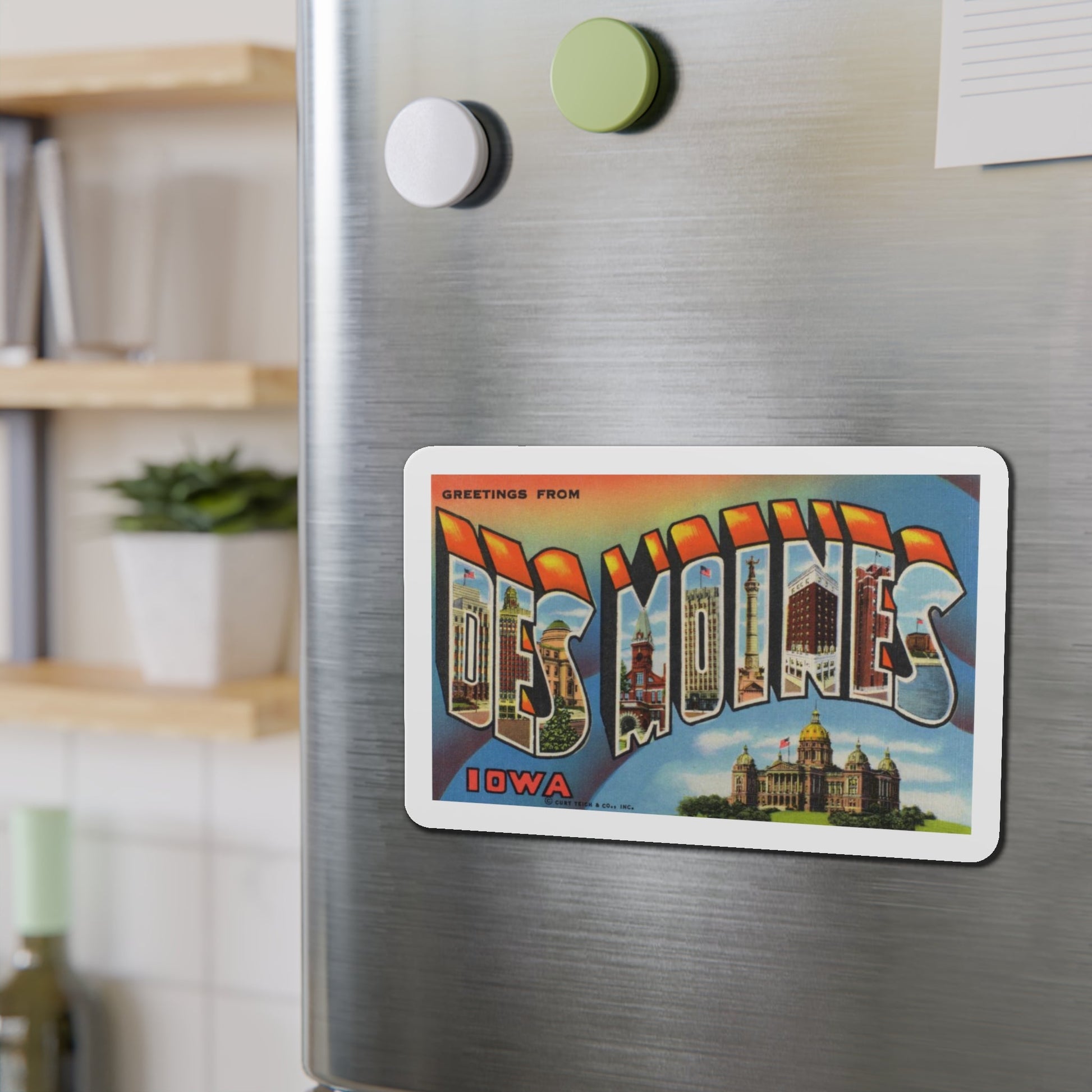 Greetings from Des Moines (Greeting Postcards) Die-Cut Magnet-The Sticker Space