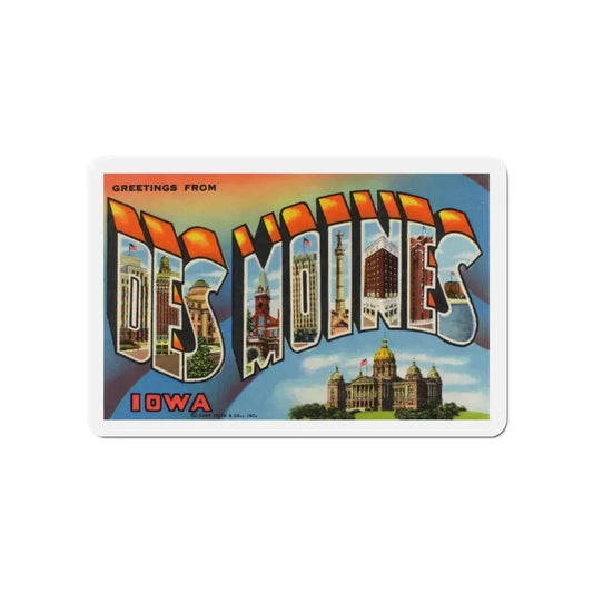 Greetings from Des Moines (Greeting Postcards) Refrigerator Magnet 6 Inch - The Sticker Space