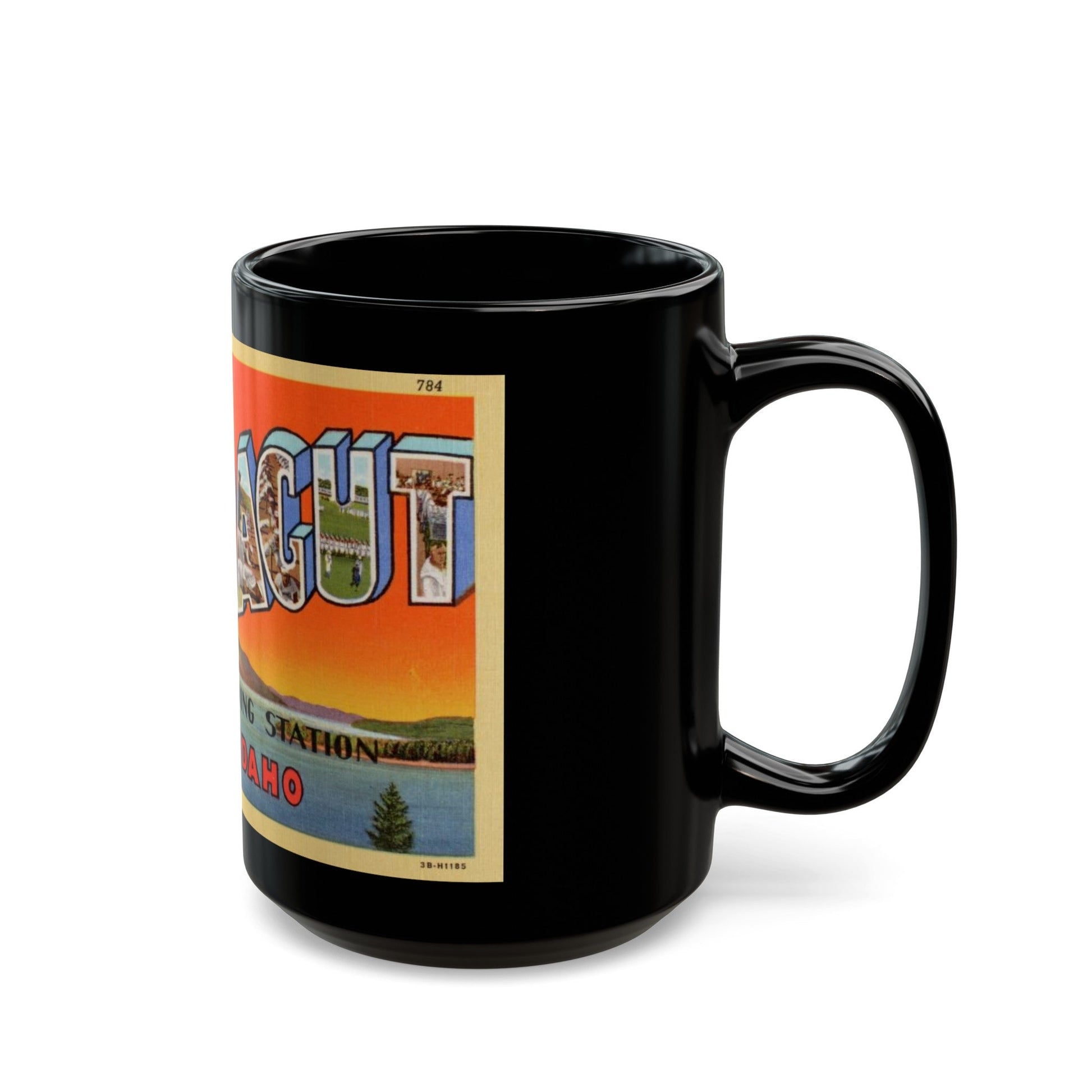 Greetings from Farragut Naval Training Station Idaho (Greeting Postcards) Black Coffee Mug-The Sticker Space