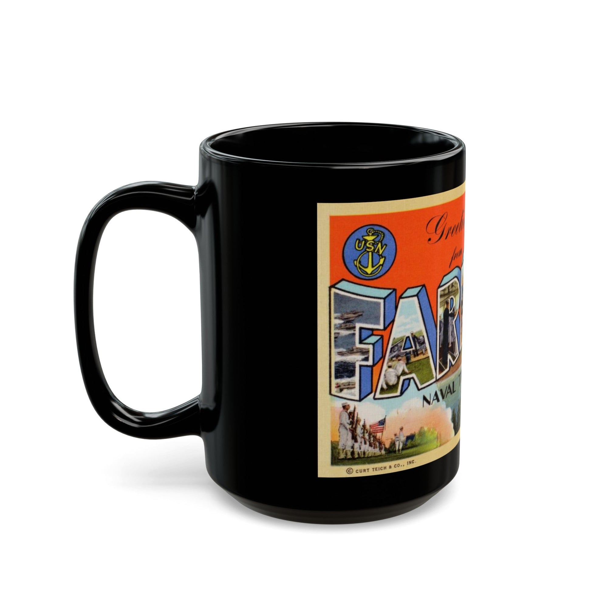 Greetings from Farragut Naval Training Station Idaho (Greeting Postcards) Black Coffee Mug-The Sticker Space