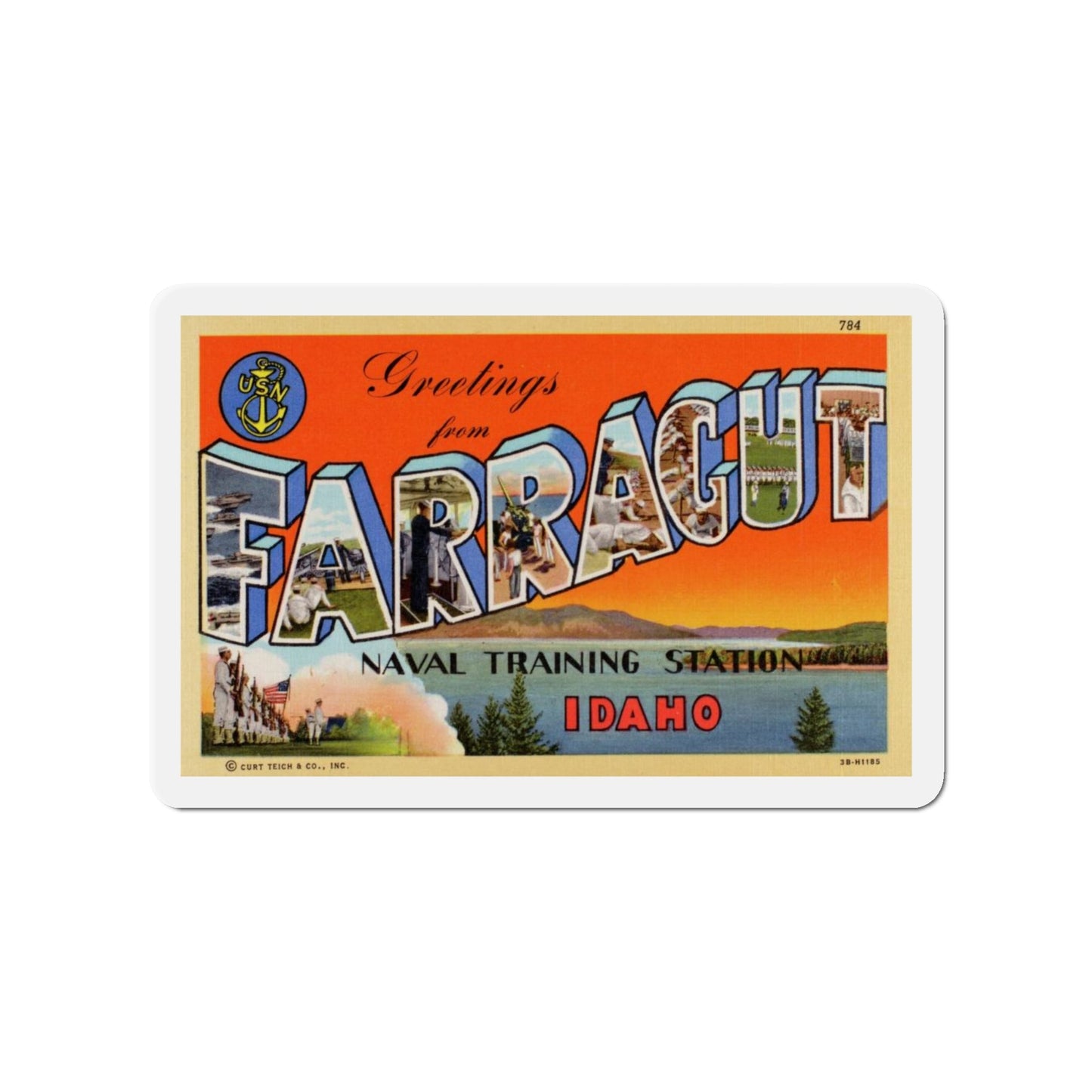 Greetings from Farragut Naval Training Station Idaho (Greeting Postcards) Die-Cut Magnet-4" x 4"-The Sticker Space