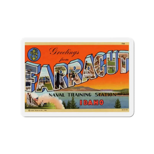 Greetings from Farragut Naval Training Station Idaho (Greeting Postcards) Refrigerator Magnet 2 Inch - The Sticker Space