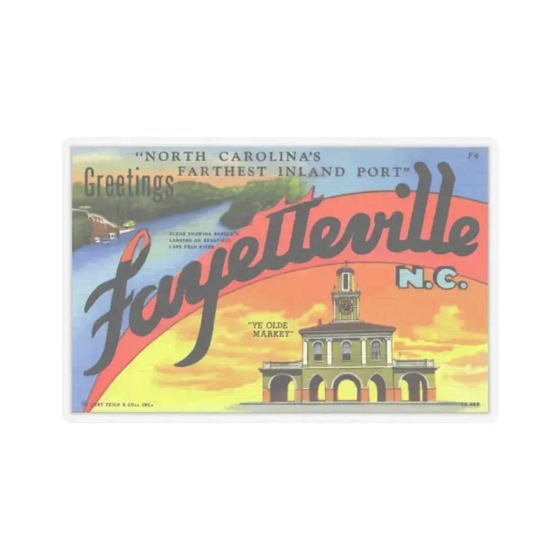Greetings from Fayetteville N C (Greeting Postcards) STICKER Vinyl Kiss-Cut Decal 6 Inch Transparent - The Sticker Space
