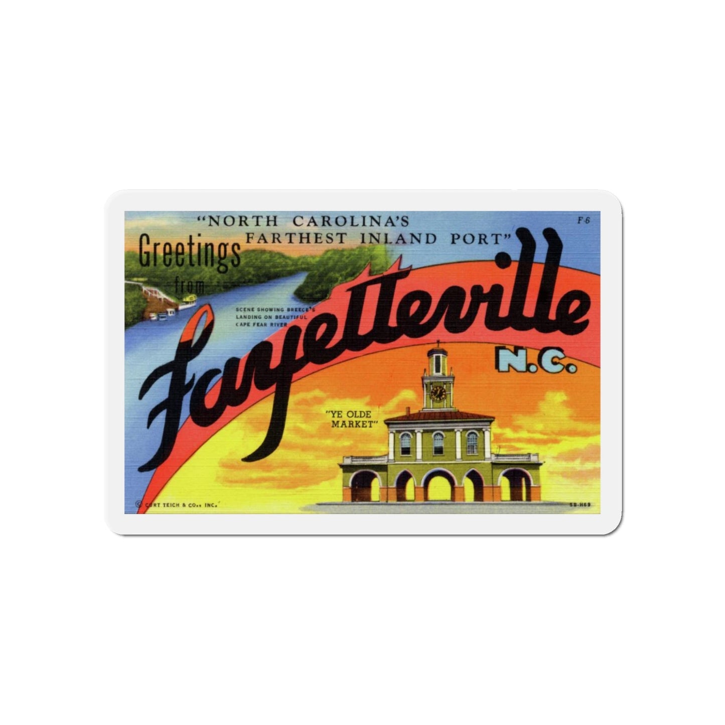 Greetings from Fayetteville NC (Greeting Postcards) Die-Cut Magnet-5" x 5"-The Sticker Space