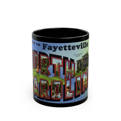 Greetings from Fayetteville North Carolina (Greeting Postcards) Black Coffee Mug-11oz-The Sticker Space