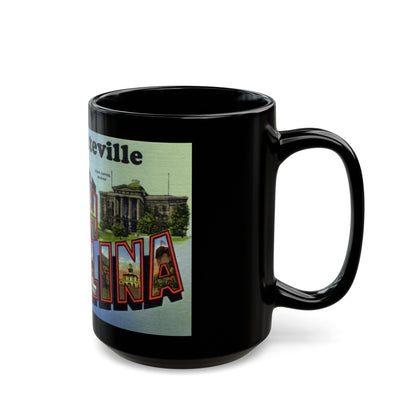 Greetings from Fayetteville North Carolina (Greeting Postcards) Black Coffee Mug-The Sticker Space