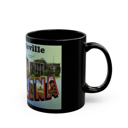 Greetings from Fayetteville North Carolina (Greeting Postcards) Black Coffee Mug-The Sticker Space