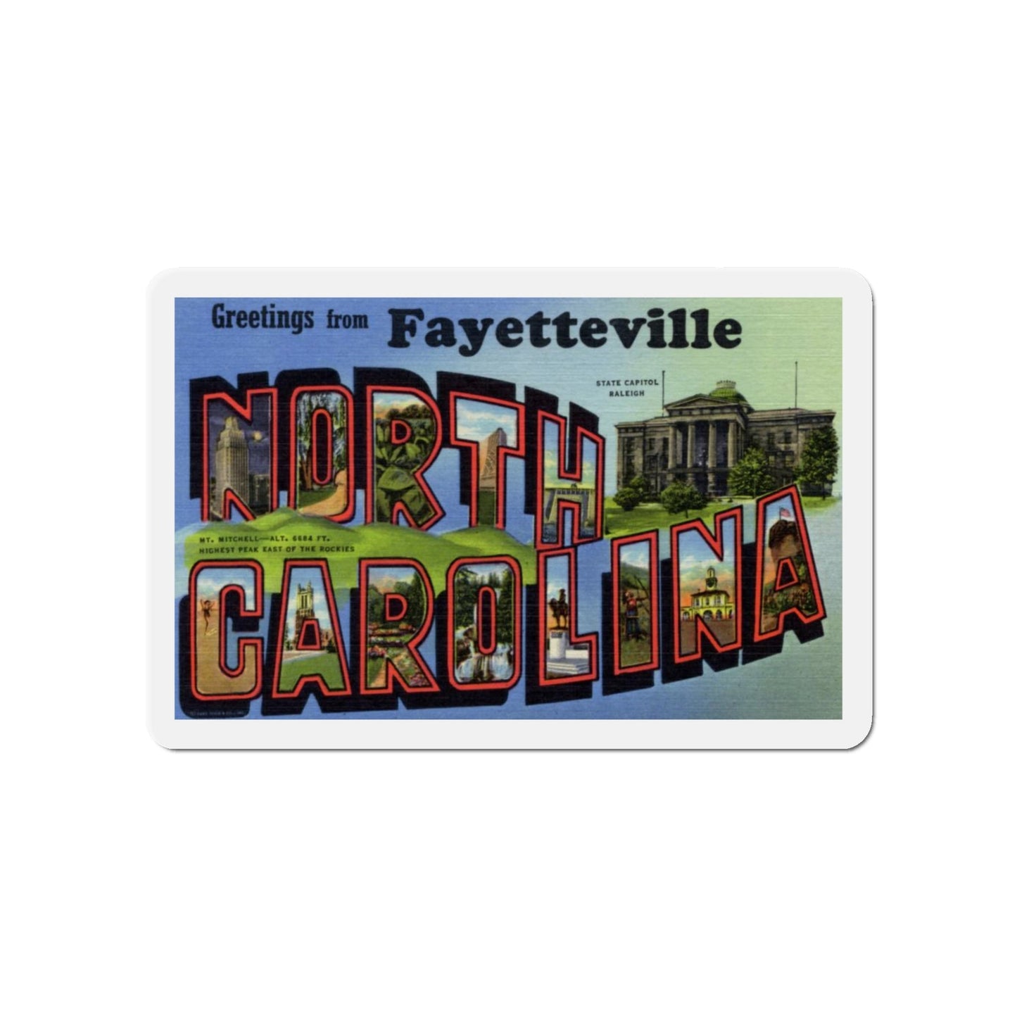 Greetings from Fayetteville North Carolina (Greeting Postcards) Die-Cut Magnet-5" x 5"-The Sticker Space