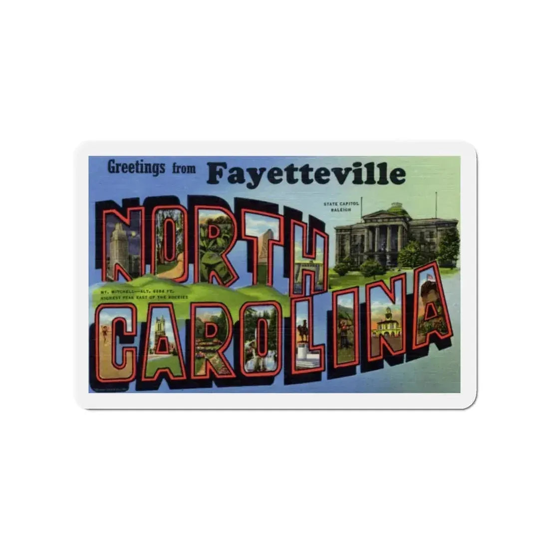Greetings from Fayetteville North Carolina (Greeting Postcards) Refrigerator Magnet 3 Inch - The Sticker Space