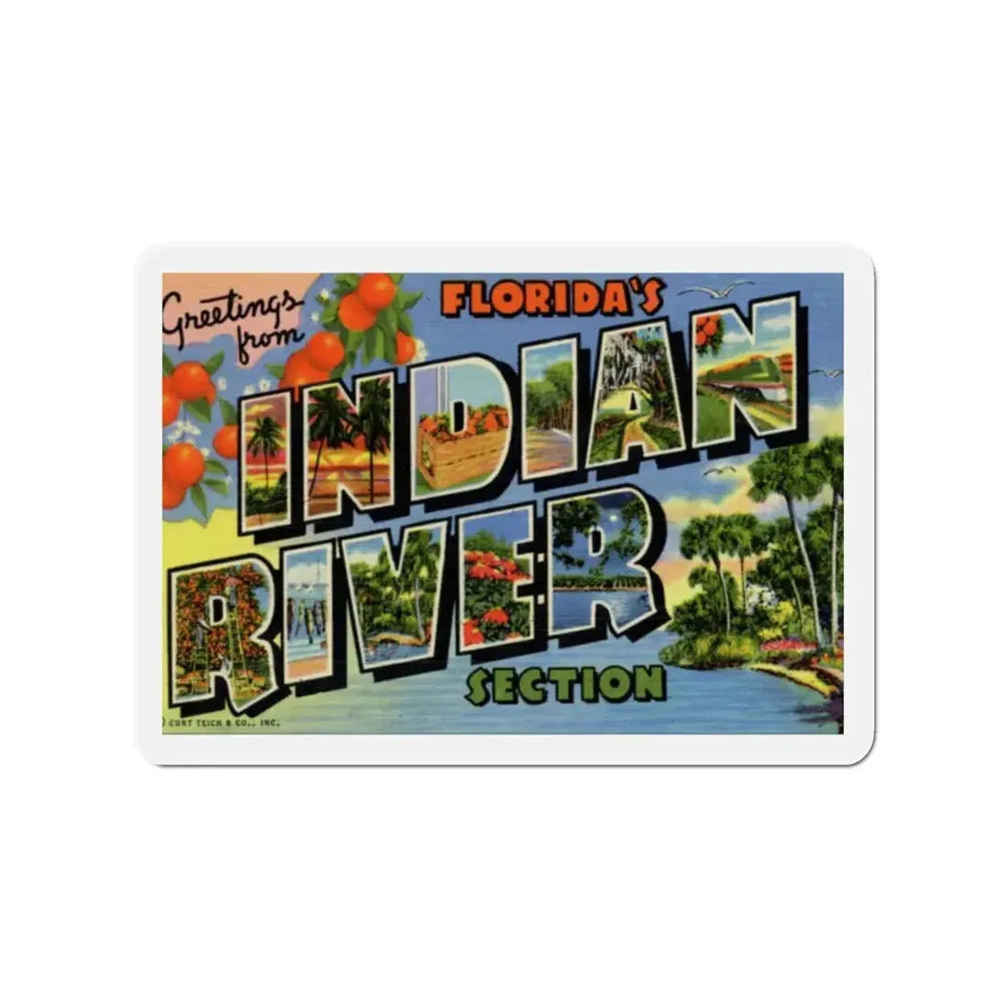 Greetings from Florida's Indian River Section (Greeting Postcards) Refrigerator Magnet 2 Inch - The Sticker Space