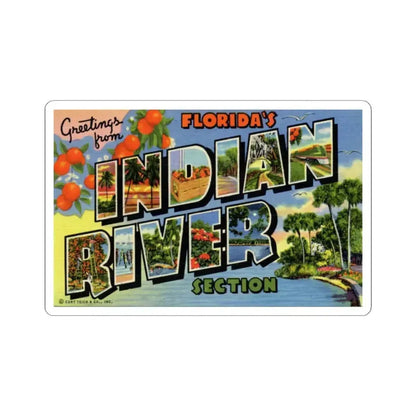 Greetings from Floridas Indian River section (Greeting Postcards) STICKER Vinyl Kiss-Cut Decal 3 Inch White - The Sticker Space