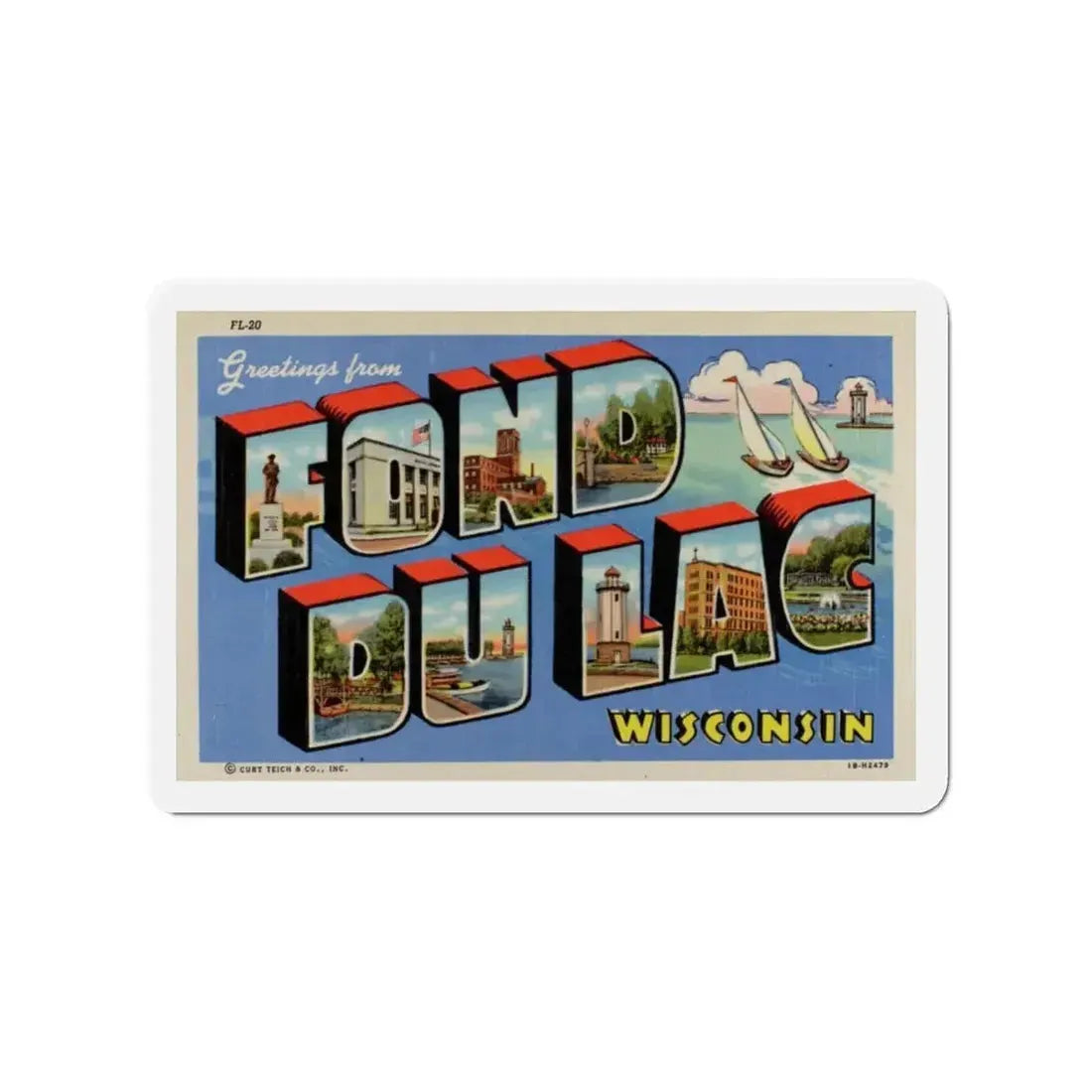 Greetings from Fond du Lac Wisconsin (Greeting Postcards) Refrigerator Magnet - The Sticker Space