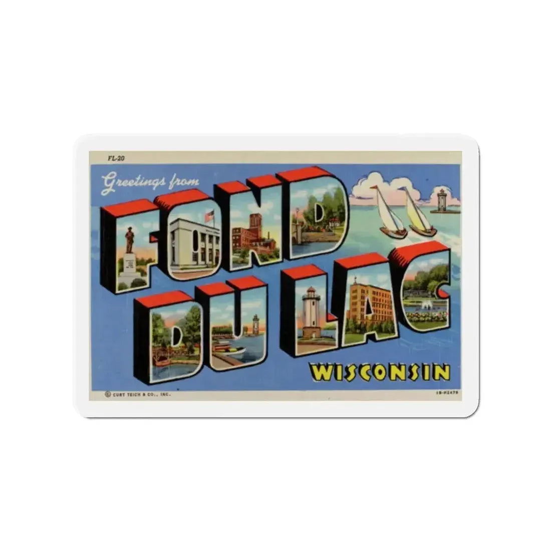 Greetings from Fond du Lac Wisconsin (Greeting Postcards) Refrigerator Magnet - The Sticker Space