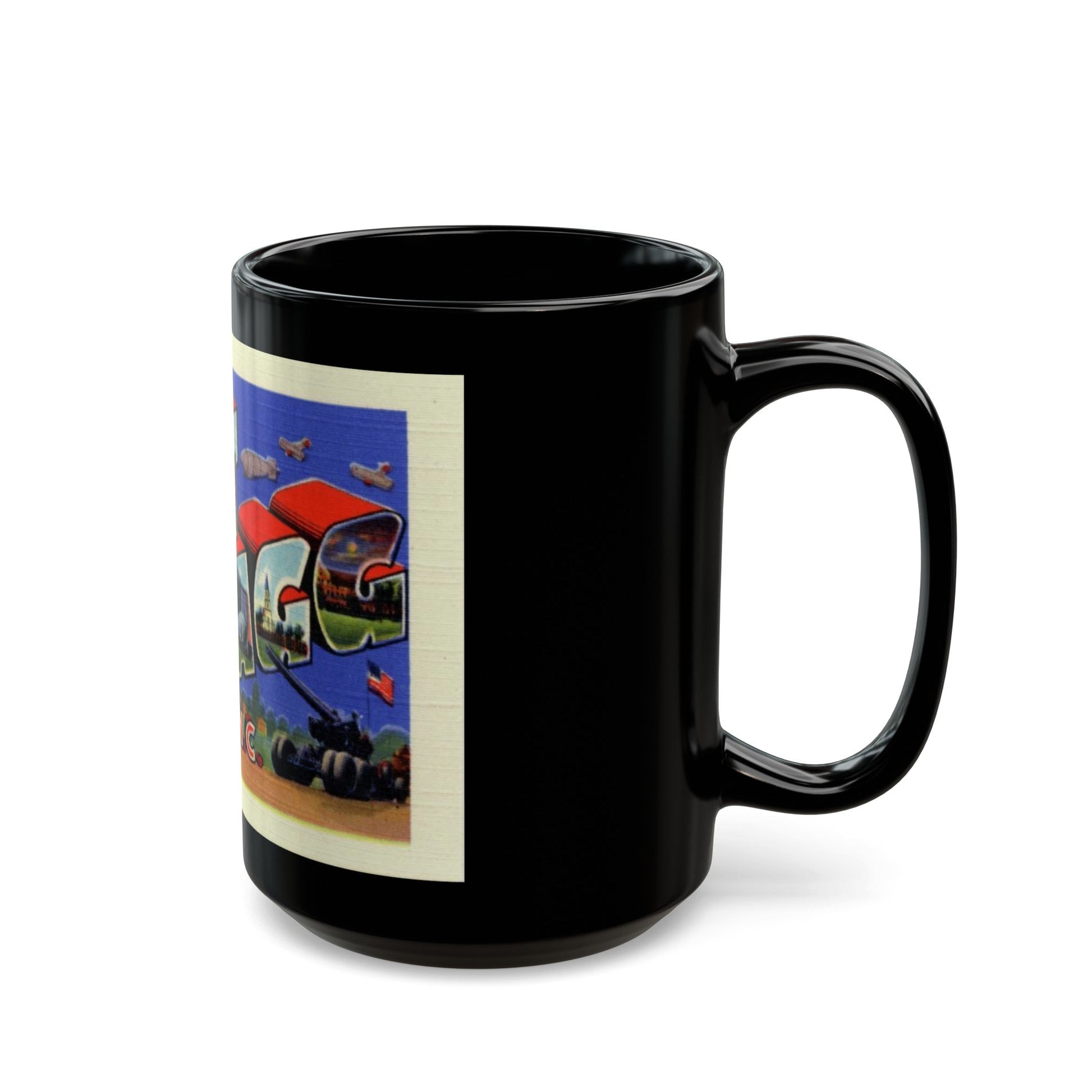 Greetings from Fort Bragg NC (Greeting Postcards) Black Coffee Mug-The Sticker Space