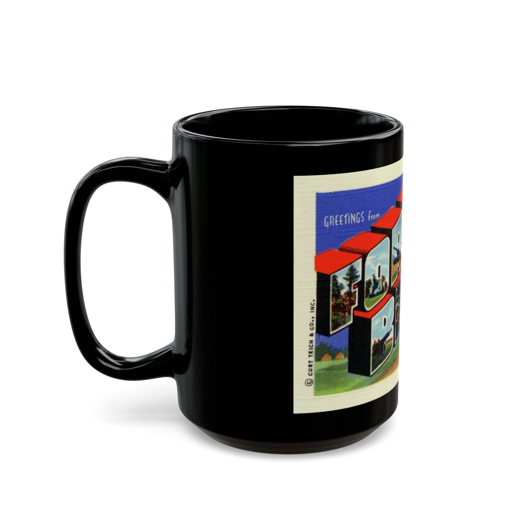 Greetings from Fort Bragg NC (Greeting Postcards) Black Coffee Mug-The Sticker Space