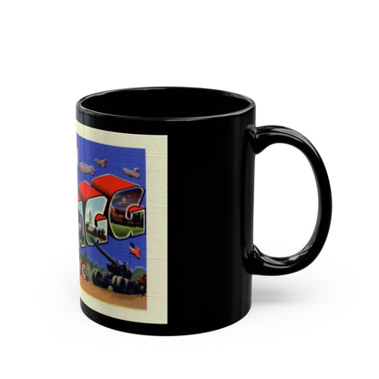 Greetings from Fort Bragg NC (Greeting Postcards) Black Coffee Mug-The Sticker Space