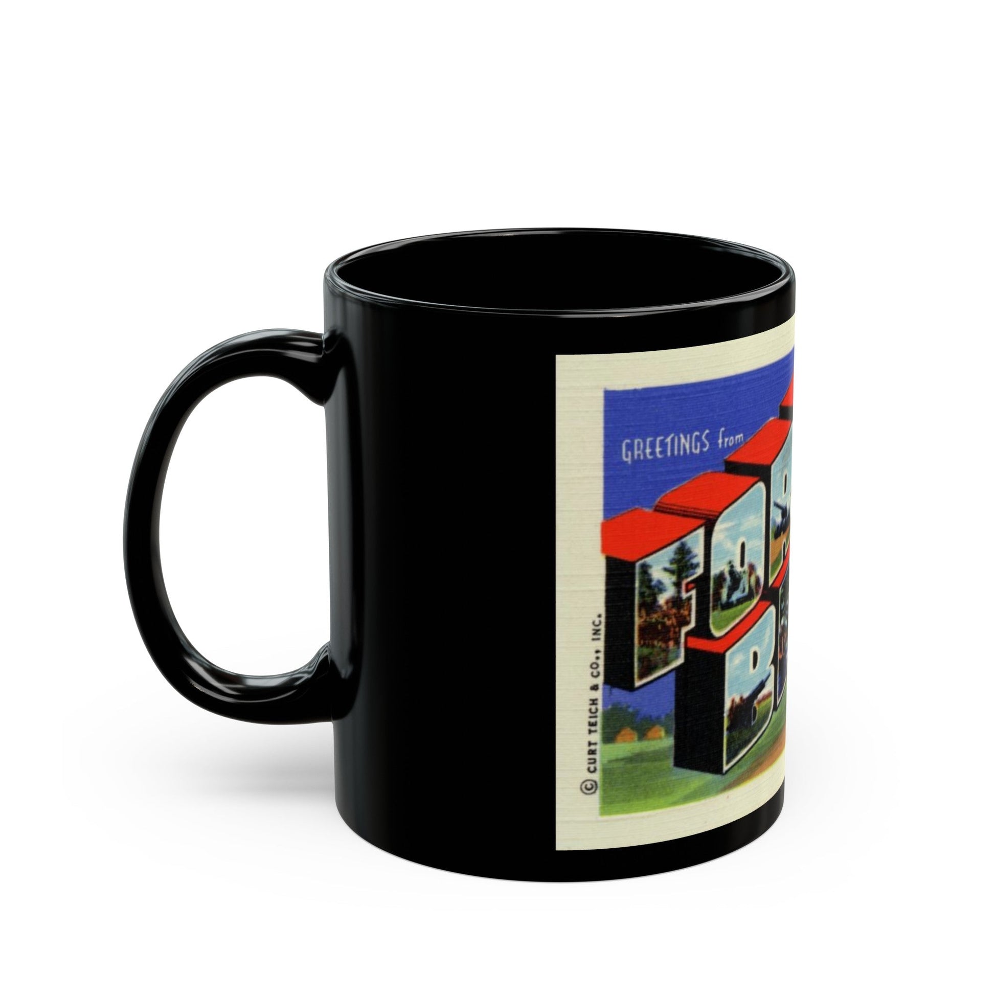 Greetings from Fort Bragg NC (Greeting Postcards) Black Coffee Mug-The Sticker Space