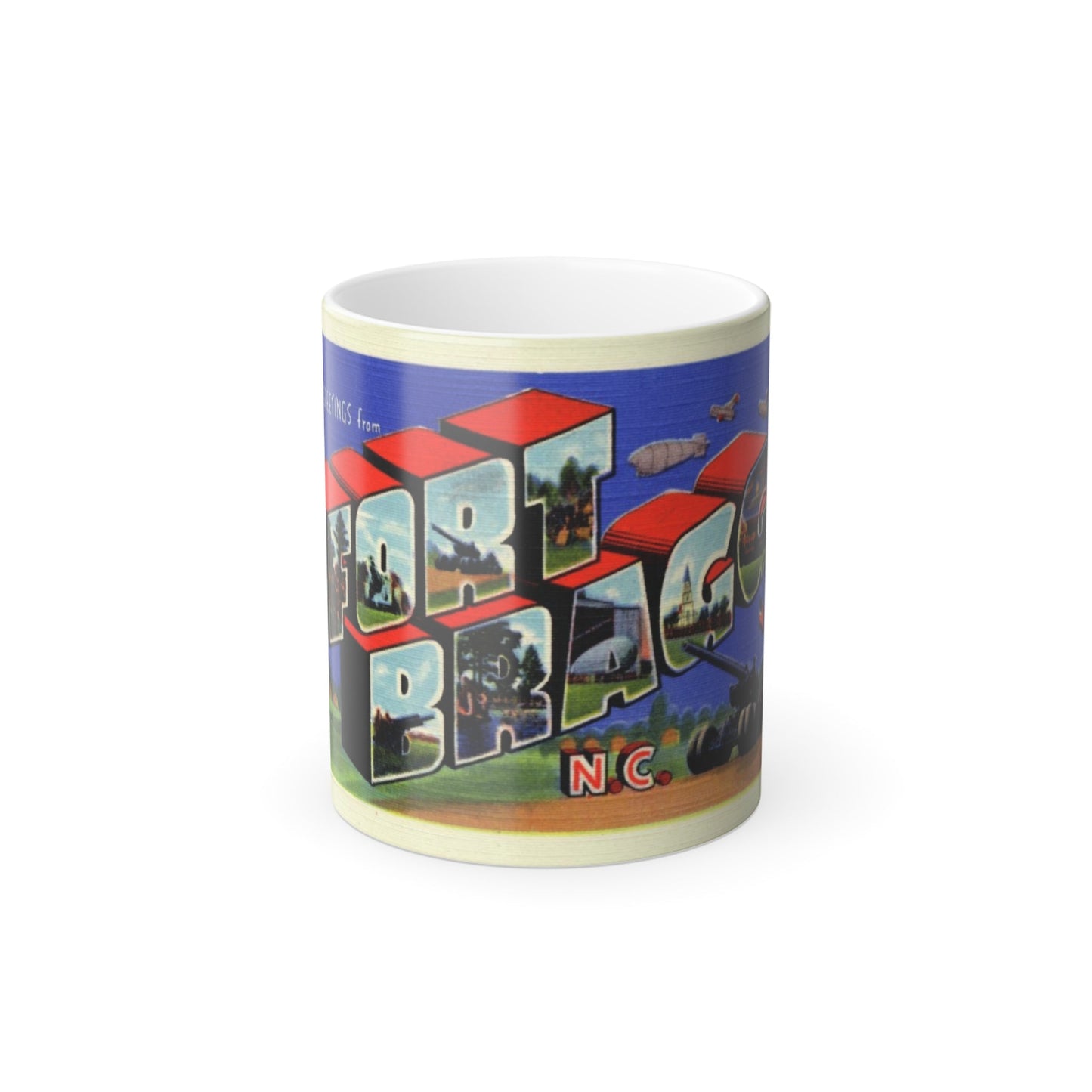 Greetings from Fort Bragg NC (Greeting Postcards) Color Changing Mug 11oz-11oz-The Sticker Space
