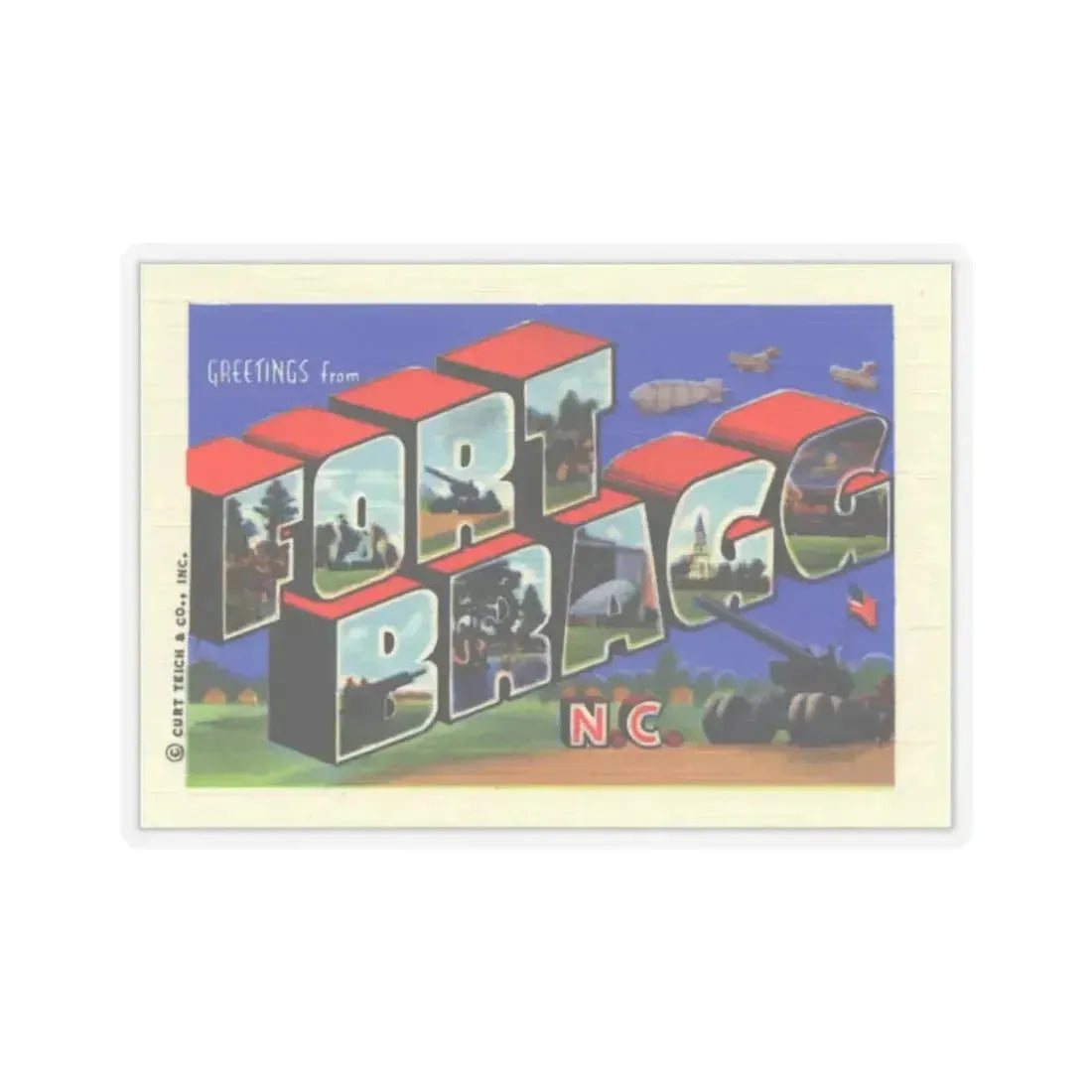 Greetings from Fort Bragg NC (Greeting Postcards) STICKER Vinyl Kiss-Cut Decal 4 Inch Transparent - The Sticker Space