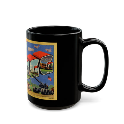 Greetings from Fort Bragg NC v2 (Greeting Postcards) Black Coffee Mug-The Sticker Space