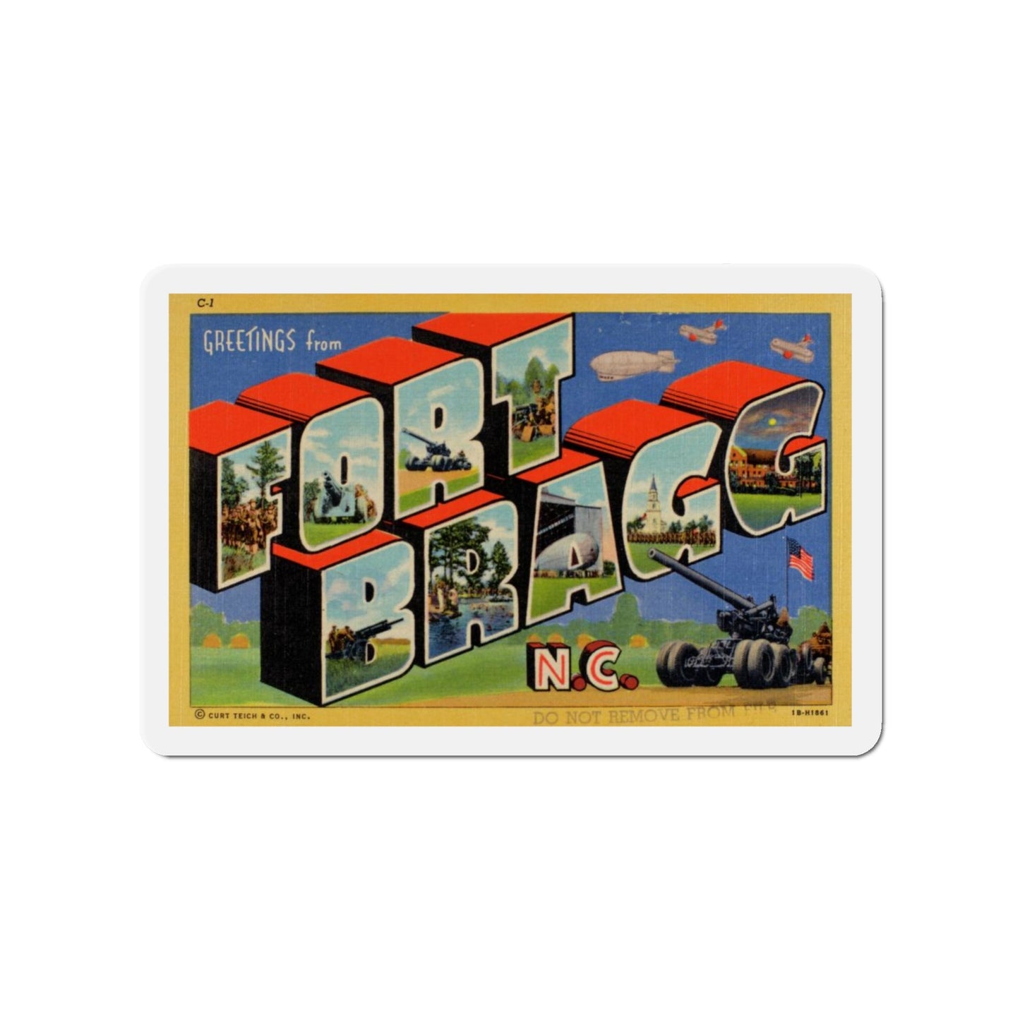 Greetings from Fort Bragg NC v2 (Greeting Postcards) Die-Cut Magnet-4" x 4"-The Sticker Space