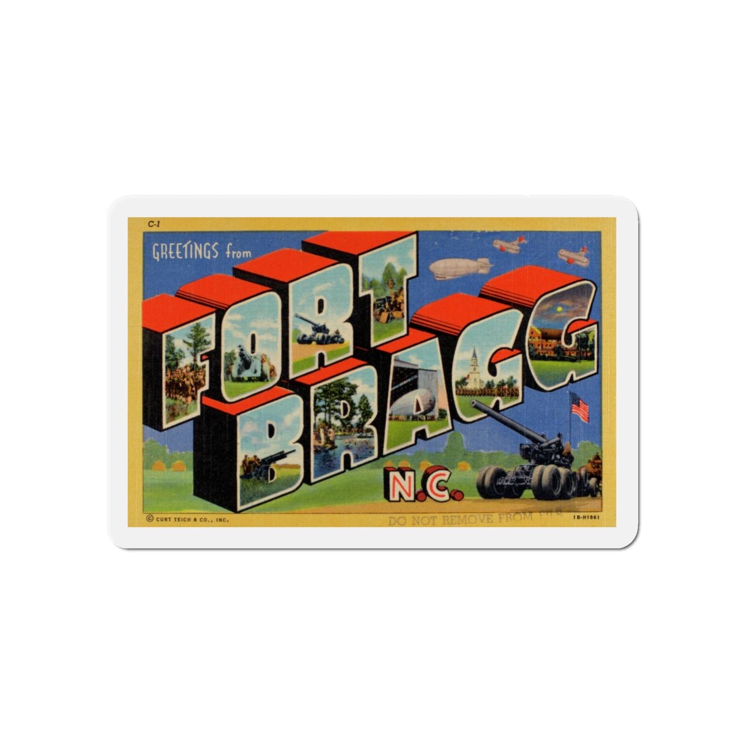 Greetings from Fort Bragg NC v2 (Greeting Postcards) Die-Cut Magnet-5" x 5"-The Sticker Space