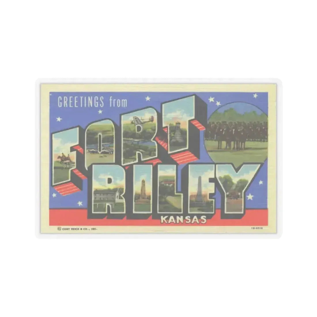 Greetings from Fort Riley Kansas (Greeting Postcards) STICKER Vinyl Kiss-Cut Decal 2 Inch Transparent - The Sticker Space