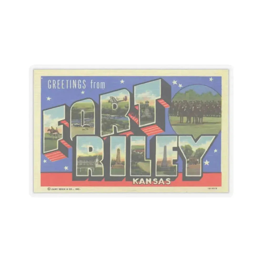 Greetings from Fort Riley Kansas (Greeting Postcards) STICKER Vinyl Kiss-Cut Decal 6 Inch Transparent - The Sticker Space