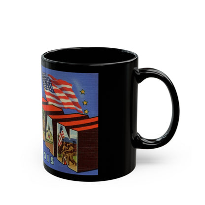 Greetings from Fort Sheridan Illinois (Greeting Postcards) Black Coffee Mug-The Sticker Space