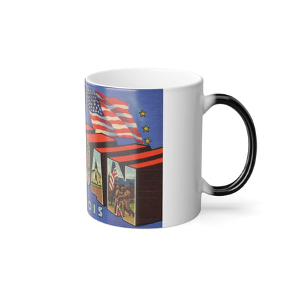 Greetings from Fort Sheridan Illinois (Greeting Postcards) Color Changing Mug 11oz-11oz-The Sticker Space