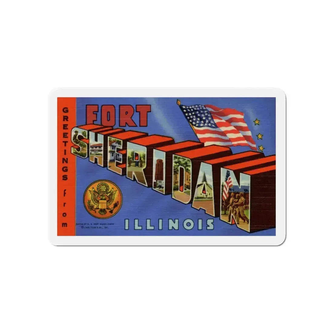 Greetings from Fort Sheridan Illinois (Greeting Postcards) Refrigerator Magnet 5 Inch - The Sticker Space