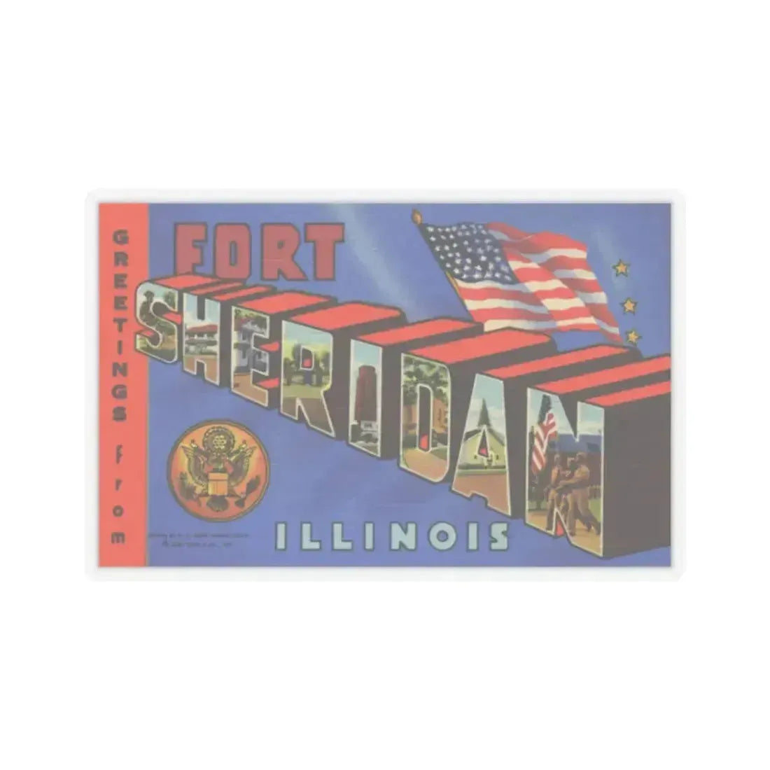 Greetings from Fort Sheridan Illinois (Greeting Postcards) STICKER Vinyl Kiss-Cut Decal 2 Inch Transparent - The Sticker Space