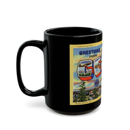 Greetings from Geiger Field Washington (Greeting Postcards) Black Coffee Mug-The Sticker Space