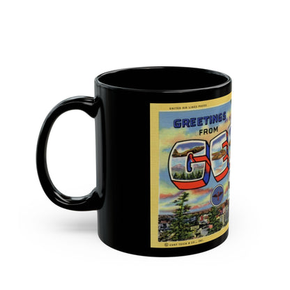 Greetings from Geiger Field Washington (Greeting Postcards) Black Coffee Mug-The Sticker Space