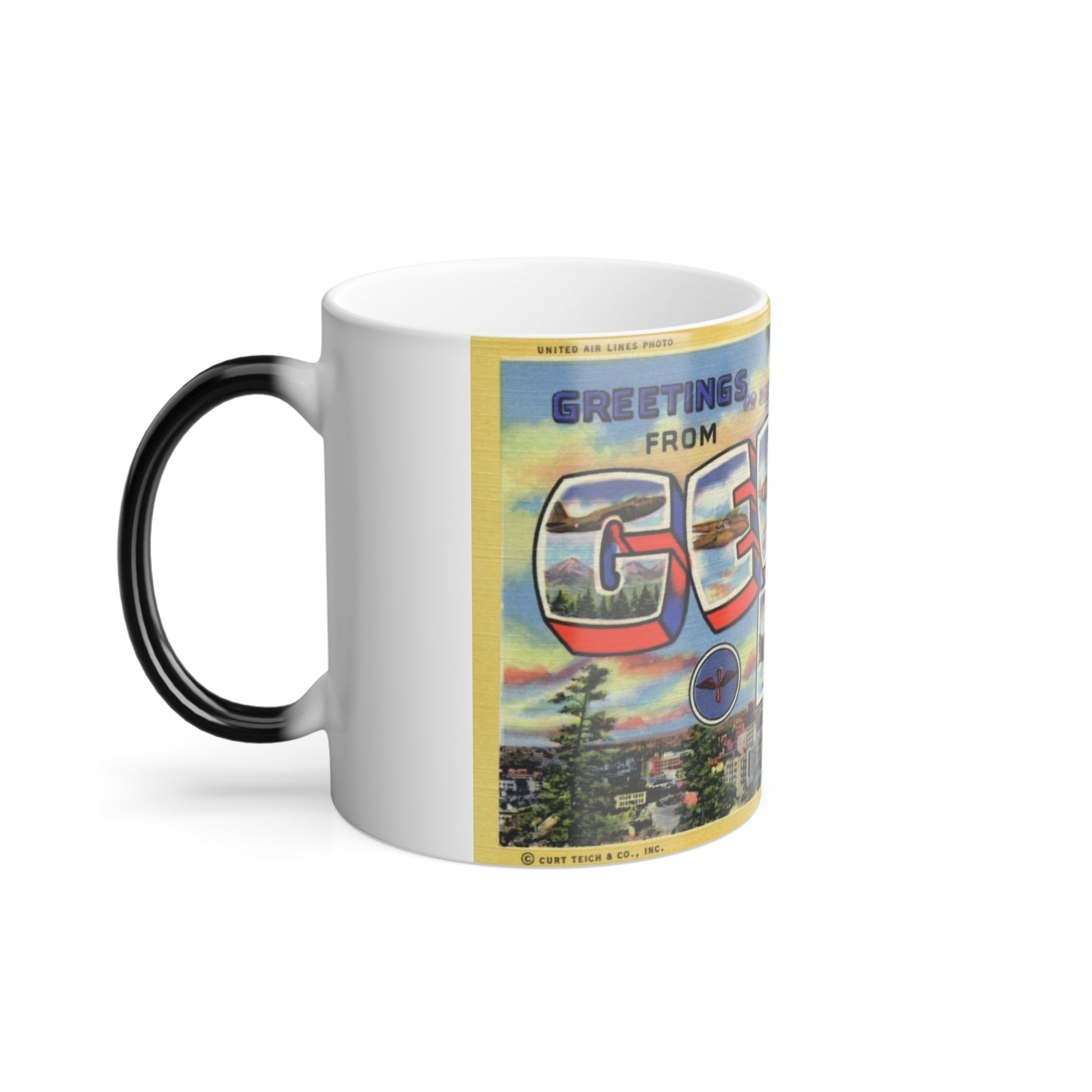 Greetings from Geiger Field Washington (Greeting Postcards) Color Changing Mug 11oz-11oz-The Sticker Space
