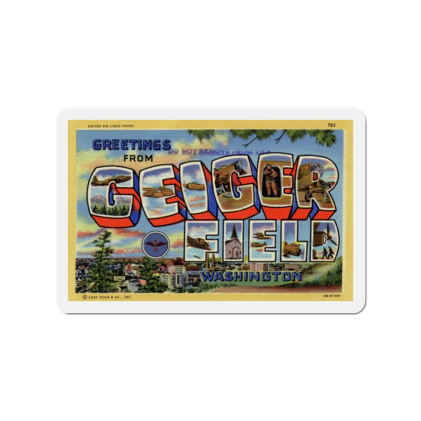 Greetings from Geiger Field Washington (Greeting Postcards) Die-Cut Magnet-3" x 3"-The Sticker Space