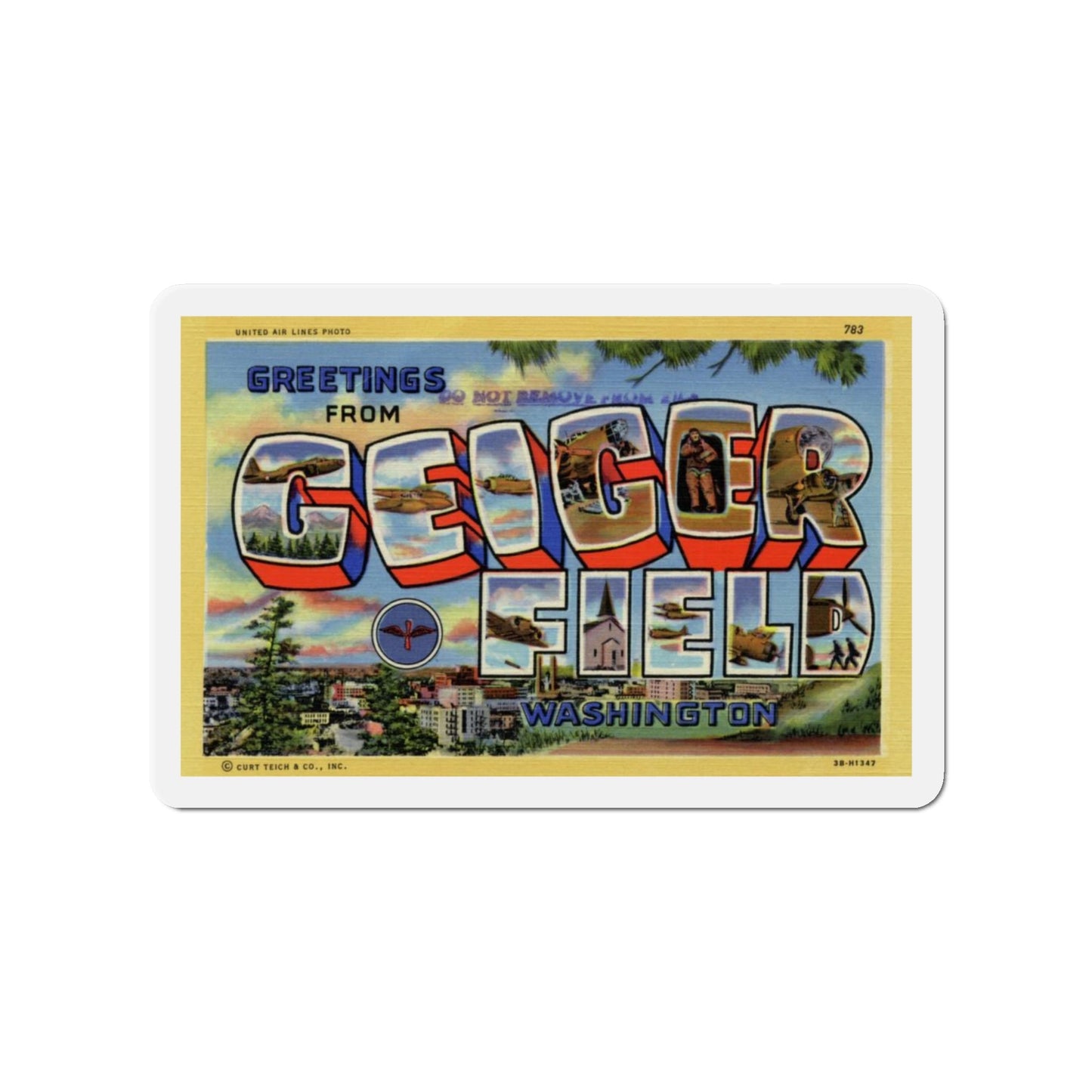 Greetings from Geiger Field Washington (Greeting Postcards) Die-Cut Magnet-4" x 4"-The Sticker Space