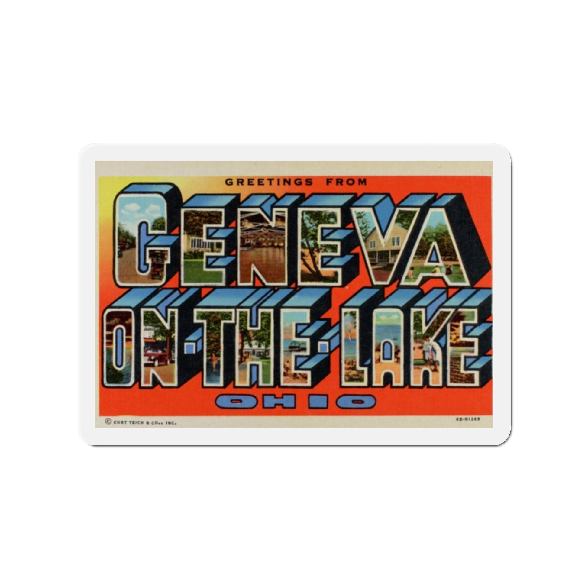 Greetings from Geneva on the Lake Ohio (Greeting Postcards) Die-Cut Magnet-2" x 2"-The Sticker Space