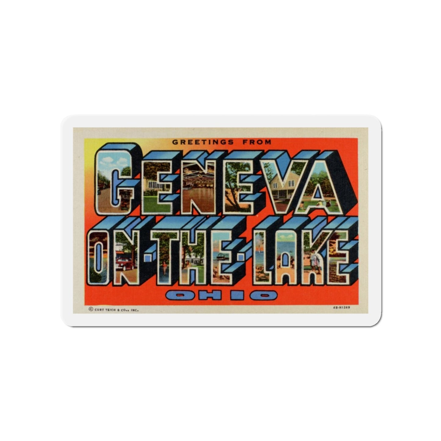 Greetings from Geneva on the Lake Ohio (Greeting Postcards) Die-Cut Magnet-4" x 4"-The Sticker Space