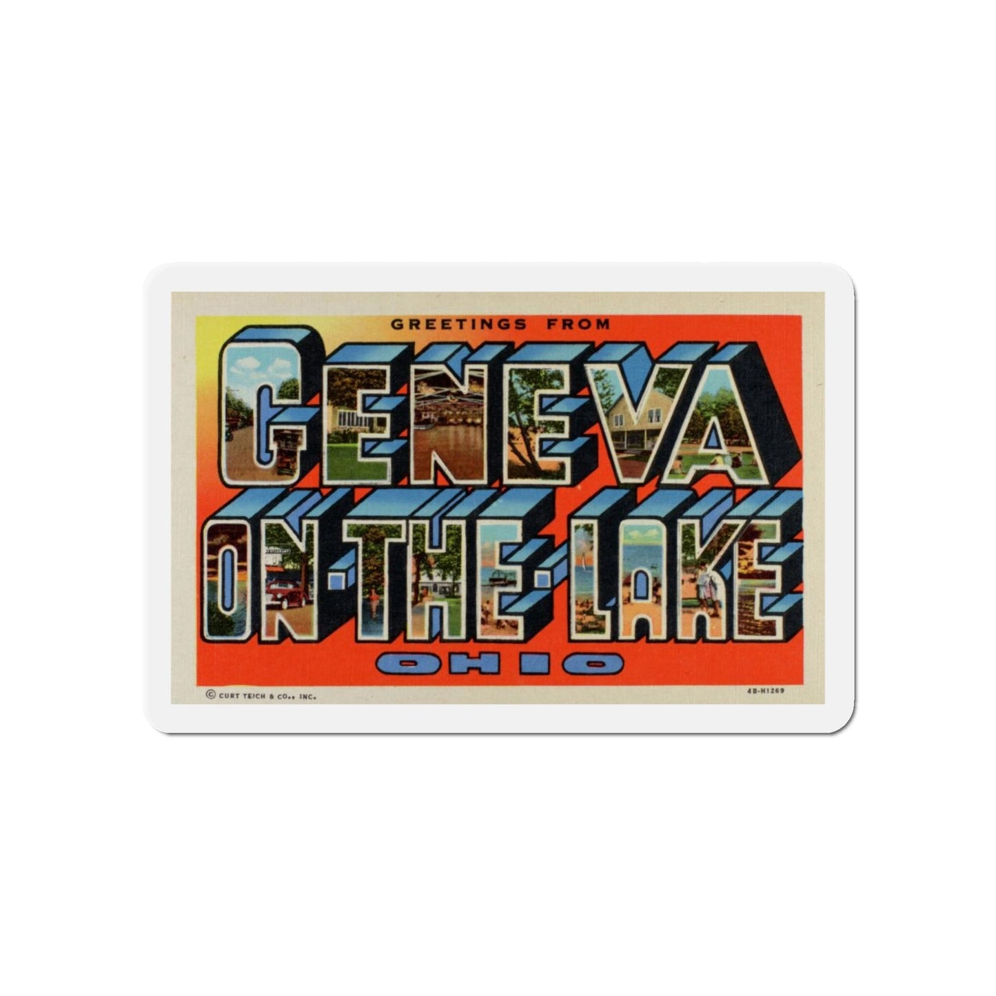 Greetings from Geneva on the Lake Ohio (Greeting Postcards) Die-Cut Magnet-5" x 5"-The Sticker Space