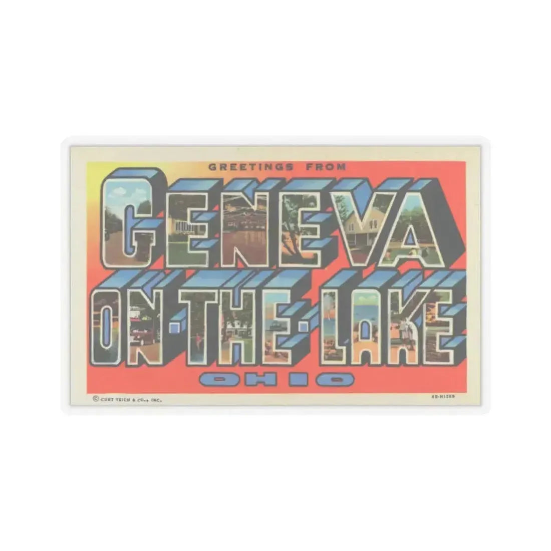 Greetings from Geneva on the Lake Ohio (Greeting Postcards) STICKER Vinyl Kiss-Cut Decal 3 Inch Transparent - The Sticker Space