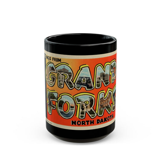 Greetings from Grand Forks North Dakota (Greeting Postcards) Black Coffee Mug-15oz-The Sticker Space